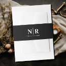 Search for wedding invitation belly bands Black and white