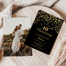 Search for cheers to 10 years invitations Black and gold