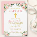 Search for white flowers baptism invitations Gold cross