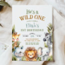 Search for blue elephant birthday invitations Safari animals