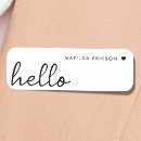 Search for hello my is name tags Black and white