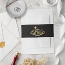 Search for gold foil wedding invitation belly bands Black and gold