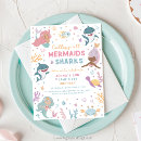 Search for mermaid shark birthday invitations Sibling