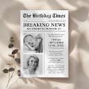 Search for newspaper birthday invitations Black and white