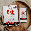 Search for race car 1st birthday invitations First birthday party