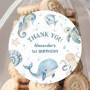 Search for 1st birthday thank you stickers Under the sea