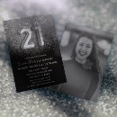 Search for black silver 21st birthday invitations Glitter