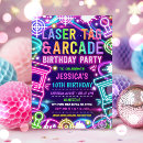 Search for laser tag birthday invitations Neon birthday party