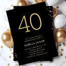 Search for black and gold 40th birthday invitations Minimalist minimal