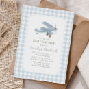 Search for vintage airplane invitations Blue gingham