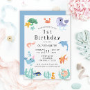 Search for under the sea 1st birthday invitations Kids birthday party