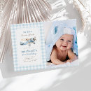 Search for vintage airplane birthday invitations Blue gingham
