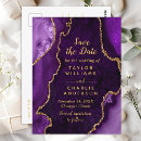 Search for purple and gold save the date postcards Geode gemstone