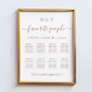 Search for signs our favorite people wedding seating charts Simple