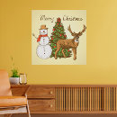 Search for vintage reindeer art Snowman
