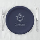 Search for navy blue and silver plates Vintage