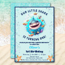 Search for shark 1st birthday invitations Nautical