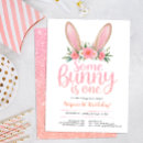 Search for some bunny is turning one birthday invitations Cute