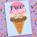 Search for ice cream 2nd birthday invitations Cute