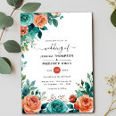 Search for teal and coral wedding invitations Rustic