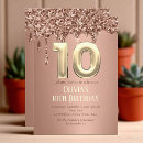 Search for girls 10th birthday invitations Rose gold