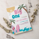 Search for the big one surf 1st birthday invitations Beach birthday party