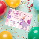 Search for three rex girl birthday invitations 3rd