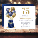 Search for blue 75th birthday invitations Modern
