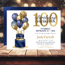 Search for 100th birthday invitations Navy blue