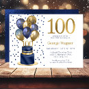 Search for 100th birthday invitations Navy blue