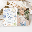 Search for under the sea 2nd birthday invitations Watercolor