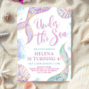 Search for mermaid 4th birthday invitations Under the sea