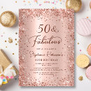 Search for fifty and fabulous 50th birthday invitations Rose gold glitter