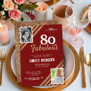 Search for red and gold 80th birthday invitations 80 years old