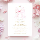 Search for ribbon baptism invitations Pink bow baptism