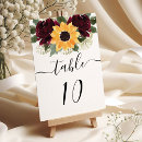 Search for sunflower numbers table cards Floral