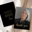 Search for 70th birthday thank you cards Black and gold