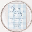 Search for blue white baby baby shower invitations Gingham