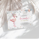 Search for flamingo 1st birthday invitations Pink