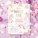 Search for unicorn 1st birthday invitations Magical birthday party
