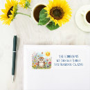 Search for owl return address labels Watercolor