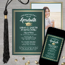 Search for green and white graduation invitations High school or college