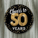 Search for 50th birthday buttons Black and gold