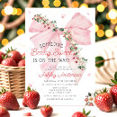Search for strawberry baby girl shower invitations Watercolor