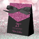 Search for hot pink and black favor boxes Script