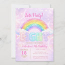 Search for purple glitter birthday invitations Rainbow
