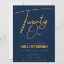 Search for navy blue 21st birthday invitations Gold