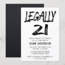 Search for black and white birthday invitations Twenty one