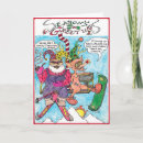 Search for funny skiing christmas cards Santa