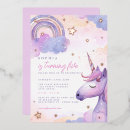 Search for purple birthday invitations Unicorn